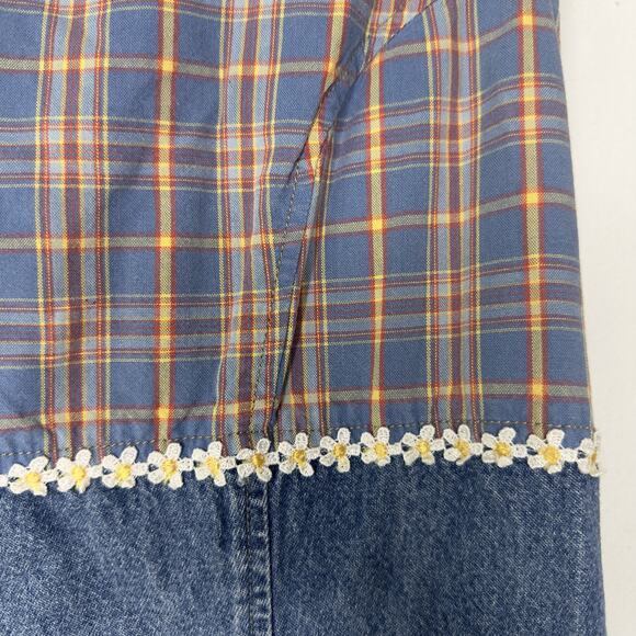 Arizona Jean Company Dress Womens 13 Blue Plaid Denim Square Neck Daisy Y2K - Picture 5 of 6